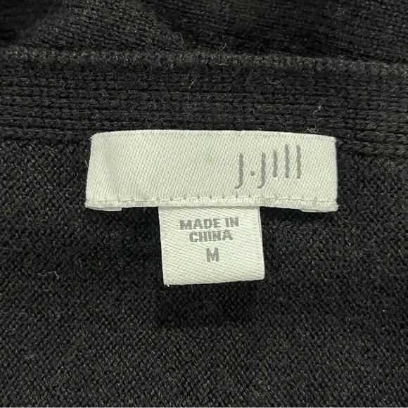 J. Jill Colorblock Asymmetrical Wool Sweater Black & Red With Pair of Earrings - Picture 7 of 8